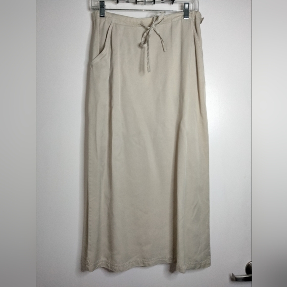 Linden Hill (Size M) Khaki 100% Lyocell Drawstring Slip Pockets Midi/Maxi Skirt - Picture 3 of 12